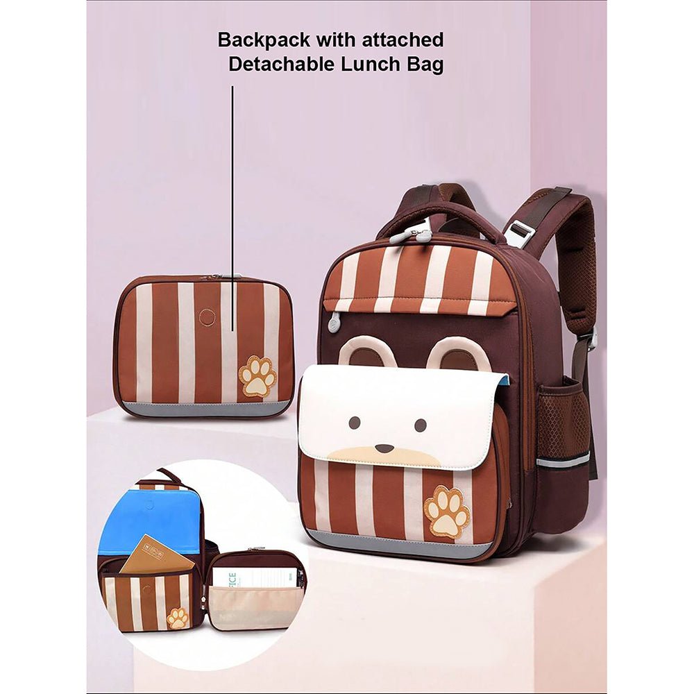 Shiny Brown Bear Lunchbag and Ergonomic School Backpack for Kids.(2 pcs set) - Little Surprise BoxShiny Brown Bear Lunchbag and Ergonomic School Backpack for Kids.(2 pcs set)