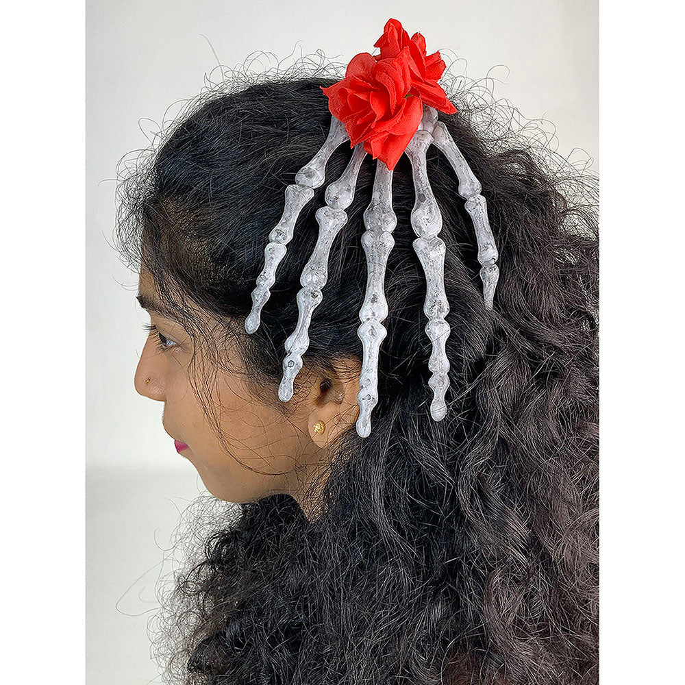 Skeleton hand Unique Hair Accessory for Halloween Party ,Red - Little Surprise BoxSkeleton hand Unique Hair Accessory for Halloween Party ,Red