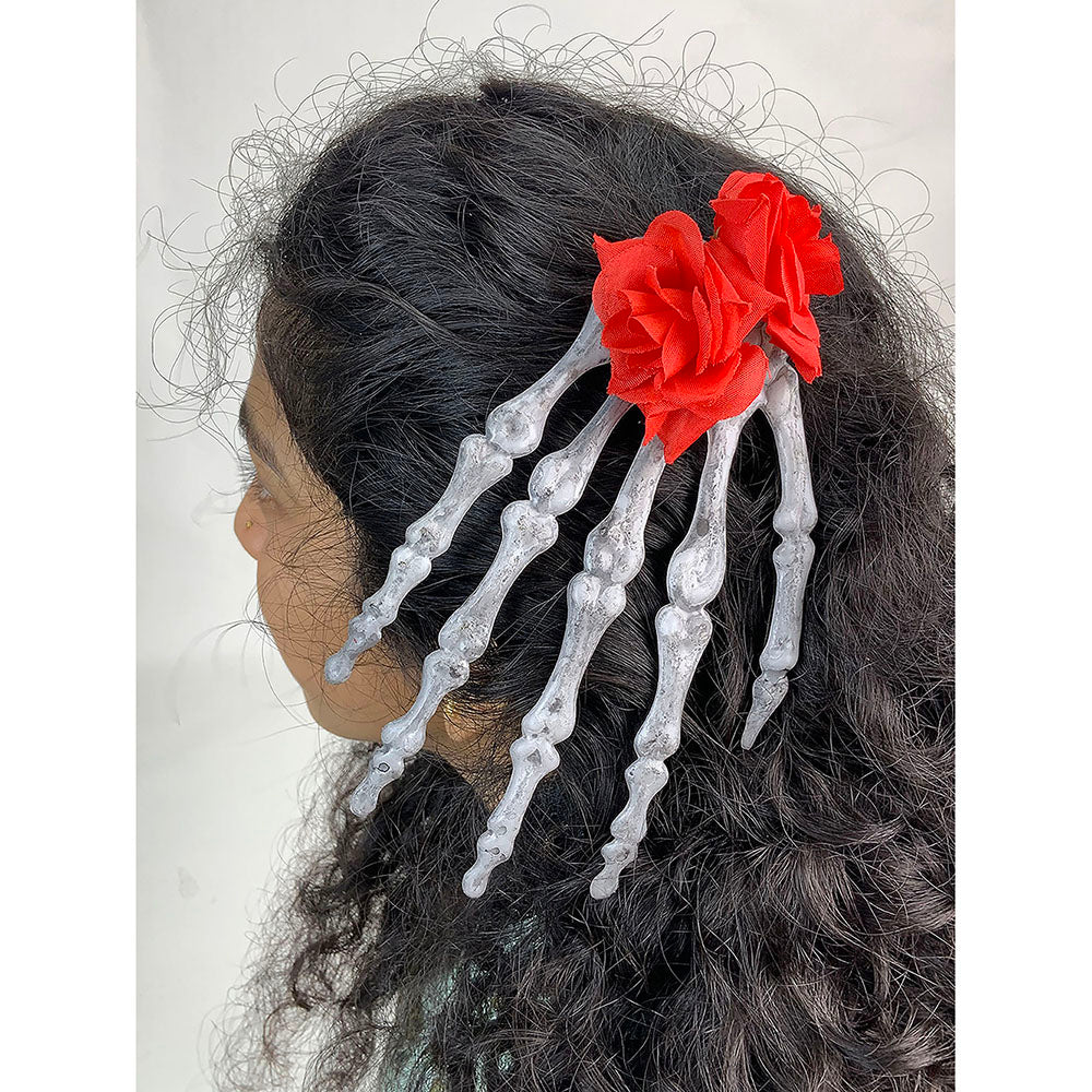 Skeleton hand Unique Hair Accessory for Halloween Party ,Red - Little Surprise BoxSkeleton hand Unique Hair Accessory for Halloween Party ,Red