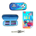 Soccer Theme Blue 4pcs Stationery Case set - Little Surprise BoxSoccer Theme Blue 4pcs Stationery Case set