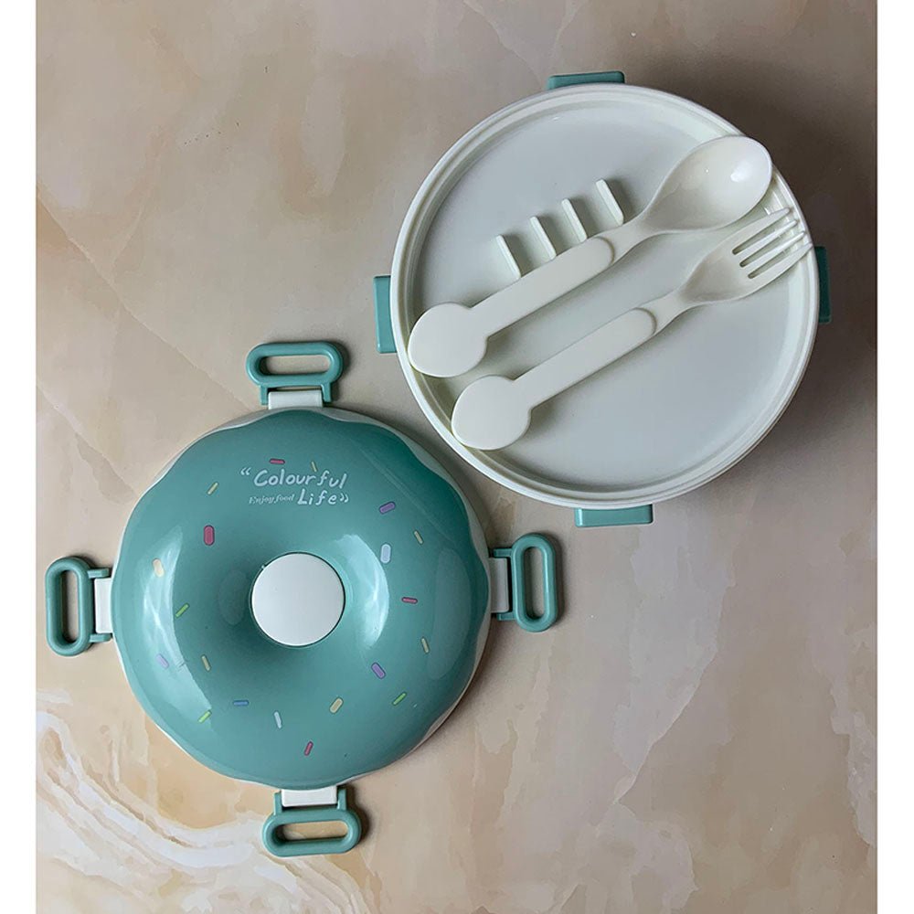 Teal Donut Medium Size, Stainless Steel Lunch Box, 300ml - Little Surprise BoxTeal Donut Medium Size, Stainless Steel Lunch Box, 300ml