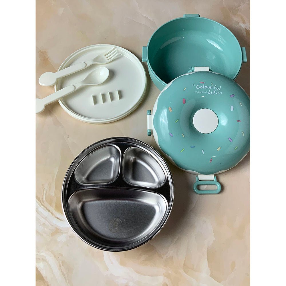 Teal Donut Medium Size, Stainless Steel Lunch Box, 300ml - Little Surprise BoxTeal Donut Medium Size, Stainless Steel Lunch Box, 300ml