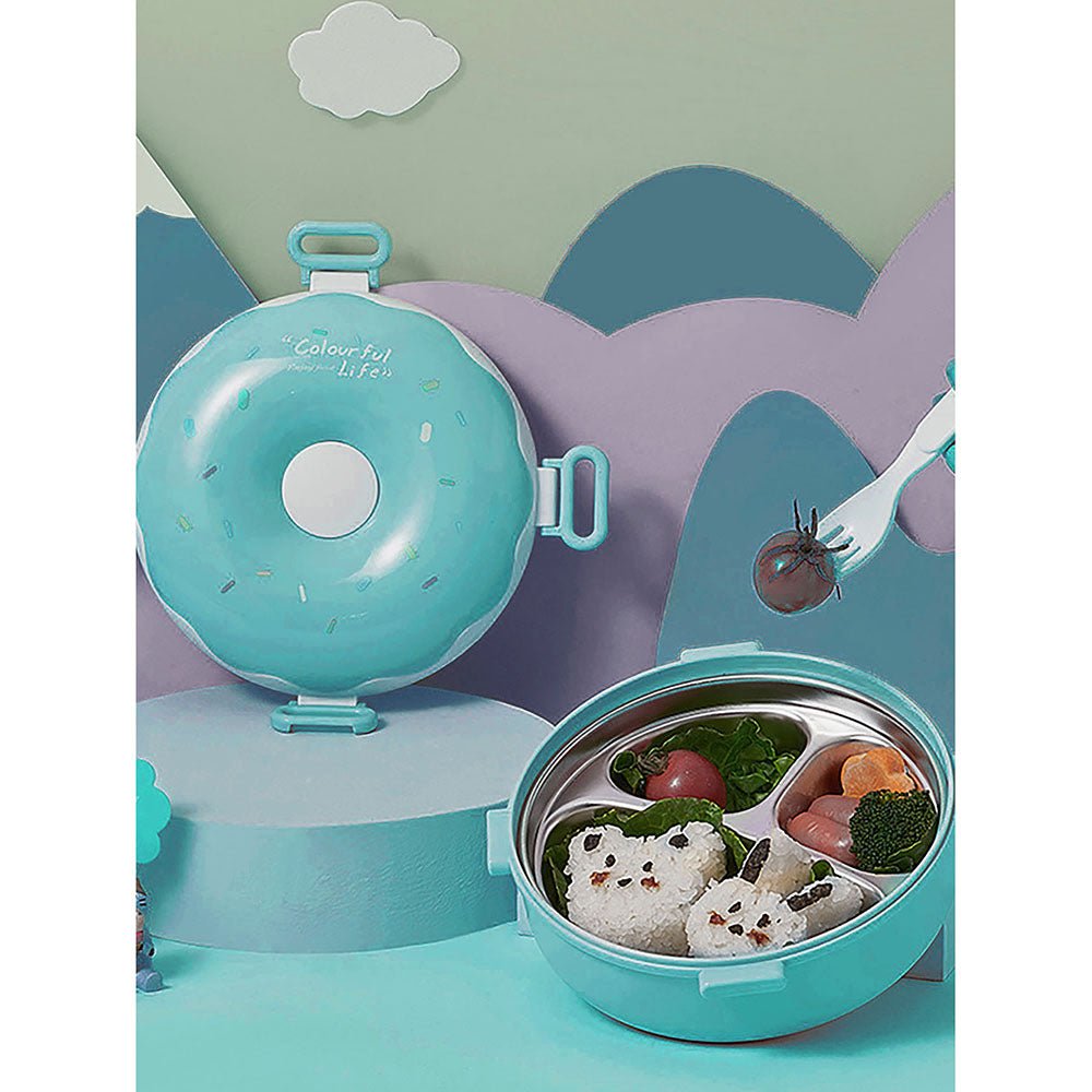 Teal Donut Medium Size, Stainless Steel Lunch Box, 300ml - Little Surprise BoxTeal Donut Medium Size, Stainless Steel Lunch Box, 300ml