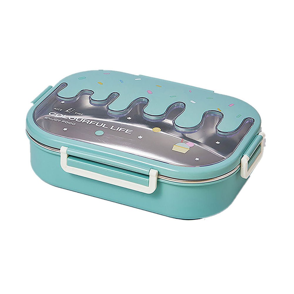 Teal Icecream Drip Big Size Stainless Steel Lunch Box, 1300ml - Little Surprise BoxTeal Icecream Drip Big Size Stainless Steel Lunch Box, 1300ml