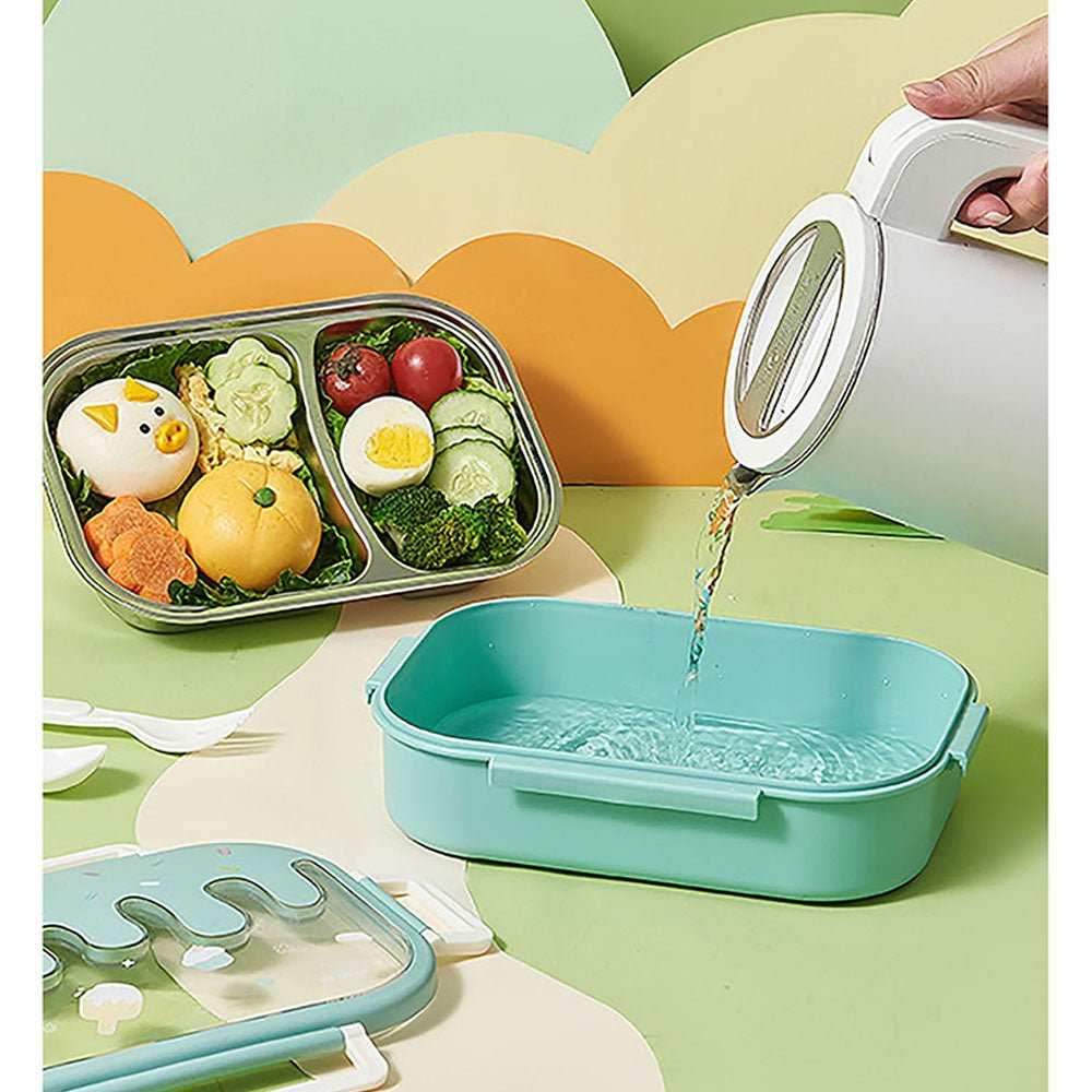 Teal Icecream Drip Big Size Stainless Steel Lunch Box, 1300ml - Little Surprise BoxTeal Icecream Drip Big Size Stainless Steel Lunch Box, 1300ml