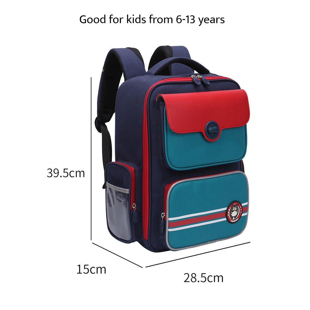 Teal with Red Flap Ergonomic Anti gravity Shock absorption School Backpack for Kids - Little Surprise BoxTeal with Red Flap Ergonomic Anti gravity Shock absorption School Backpack for Kids