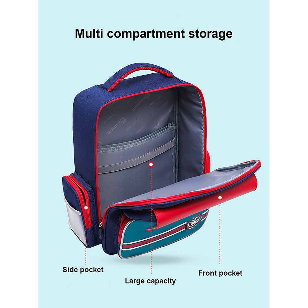 Teal with Red Flap Ergonomic Anti gravity Shock absorption School Backpack for Kids - Little Surprise BoxTeal with Red Flap Ergonomic Anti gravity Shock absorption School Backpack for Kids