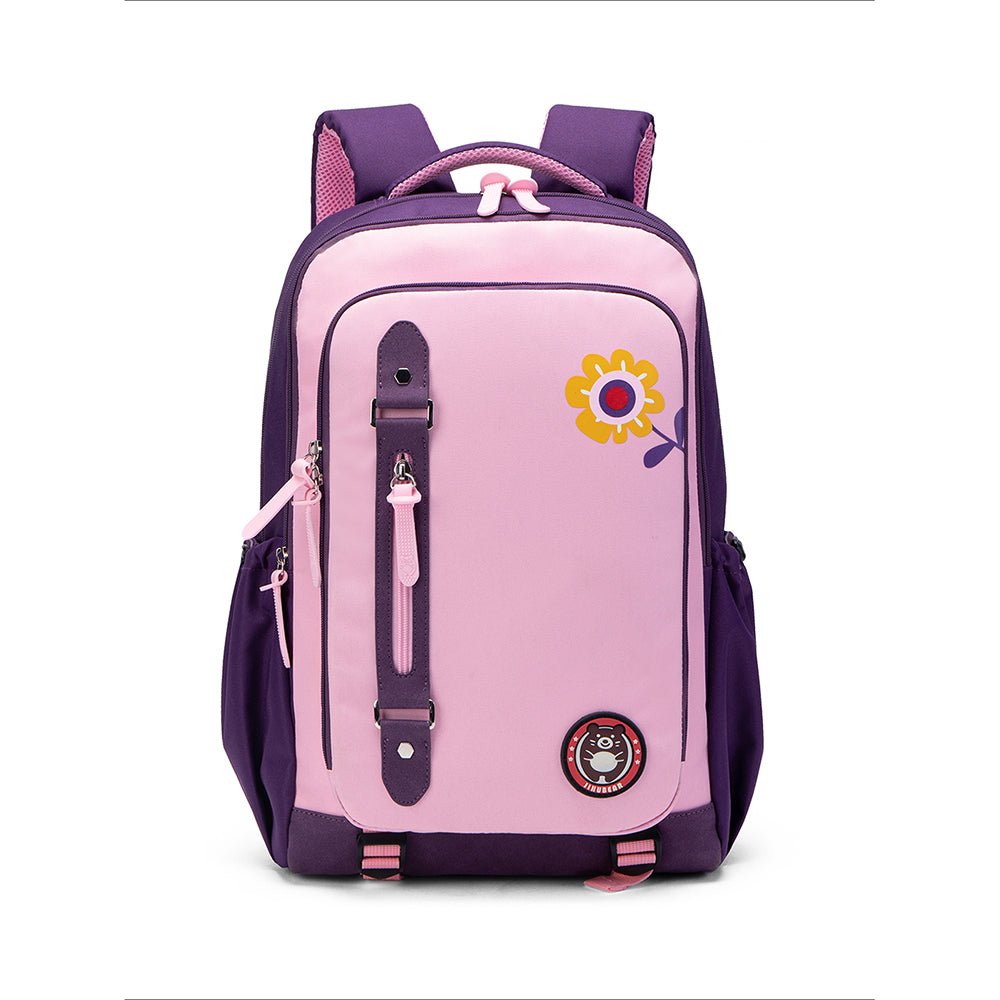 Violet Pink Flower Monogram Ergonomic School Backpack for Kids - Little Surprise BoxViolet Pink Flower Monogram Ergonomic School Backpack for Kids