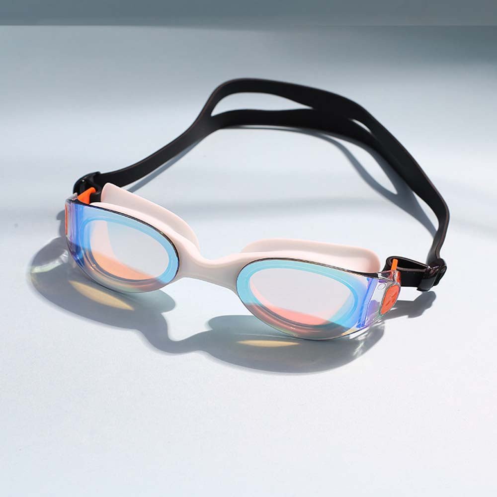 White & Orange Hologram UV protected Unisex Swimming Goggles for Kids and Teens - Little Surprise BoxWhite & Orange Hologram UV protected Unisex Swimming Goggles for Kids and Teens