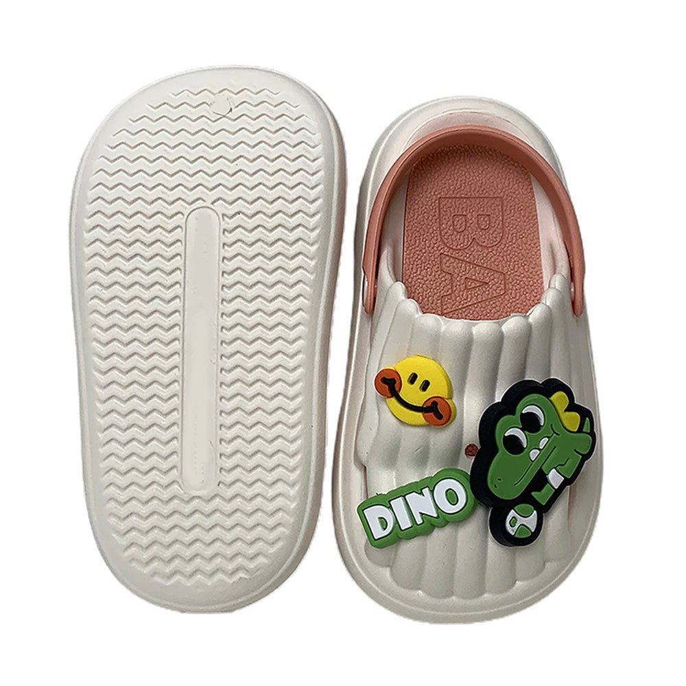 White Smilie Dino Slip on Clogs, Summer/Monsoon all season Footwear for Toddlers & Kids - Little Surprise BoxWhite Smilie Dino Slip on Clogs, Summer/Monsoon all season Footwear for Toddlers & Kids