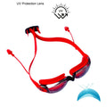 X Factor Red & Black UV protected Unisex Swimming Goggles with attached Ear Plugs for Teens - Little Surprise BoxX Factor Red & Black UV protected Unisex Swimming Goggles with attached Ear Plugs for Teens