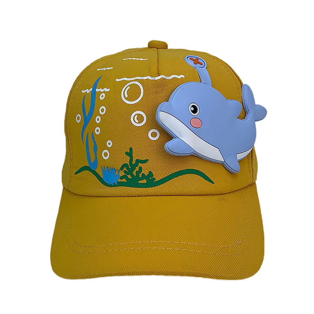 Yellow 3d Dolphin Casual Cap for Kids - Little Surprise BoxYellow 3d Dolphin Casual Cap for Kids