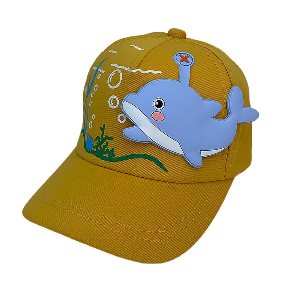 Yellow 3d Dolphin Casual Cap for Kids - Little Surprise BoxYellow 3d Dolphin Casual Cap for Kids