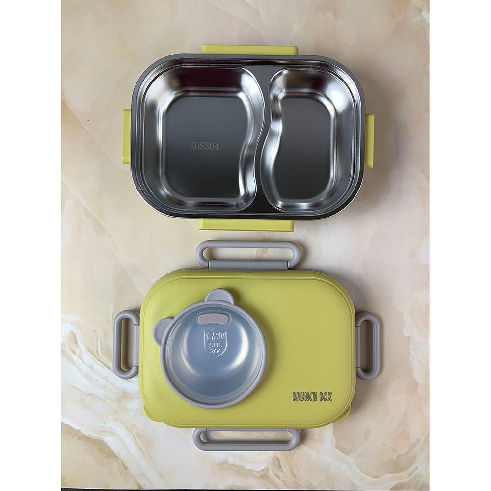 Yellow Bunny Ear themed Stainless Steel Lunch Box with Bowl, chopsticks & Fork - Little Surprise BoxYellow Bunny Ear themed Stainless Steel Lunch Box with Bowl, chopsticks & Fork