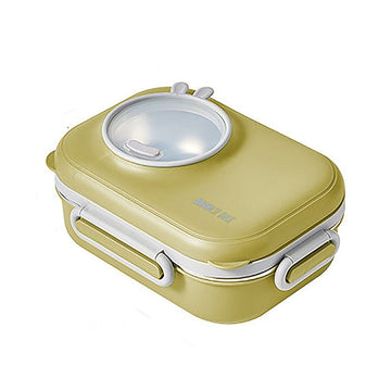 Yellow Bunny Ear themed Stainless Steel Lunch Box with Bowl, chopsticks & Fork - Little Surprise BoxYellow Bunny Ear themed Stainless Steel Lunch Box with Bowl, chopsticks & Fork