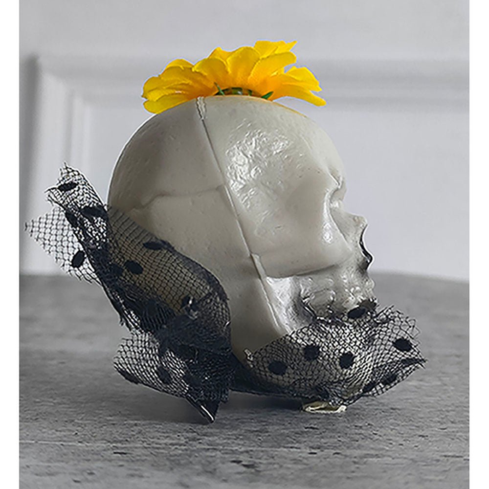 Yellow Flower Skull Akligator Clip Halloween Accessory for Halloween Party - Little Surprise BoxYellow Flower Skull Akligator Clip Halloween Accessory for Halloween Party