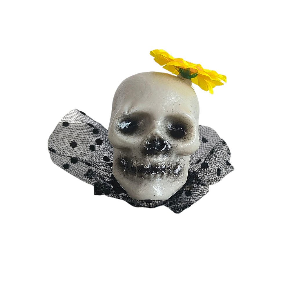 Yellow Flower Skull Akligator Clip Halloween Accessory for Halloween Party - Little Surprise BoxYellow Flower Skull Akligator Clip Halloween Accessory for Halloween Party