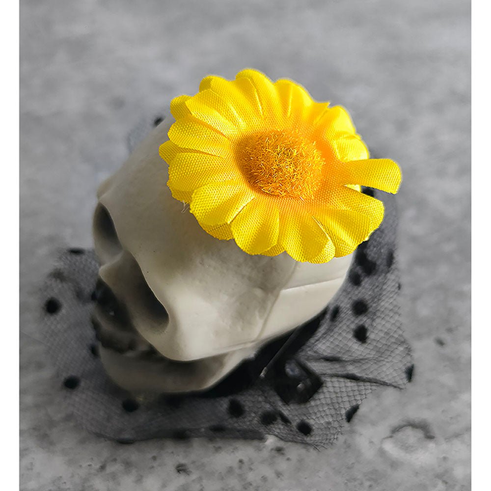 Yellow Flower Skull Akligator Clip Halloween Accessory for Halloween Party - Little Surprise BoxYellow Flower Skull Akligator Clip Halloween Accessory for Halloween Party