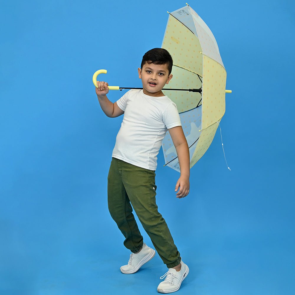 Yellow Translucent Brave Spirit Kelly Jo Teddy print, Rain and All - season Umbrella for Kids & Adults - Little Surprise BoxYellow Translucent Brave Spirit Kelly Jo Teddy print, Rain and All - season Umbrella for Kids & Adults