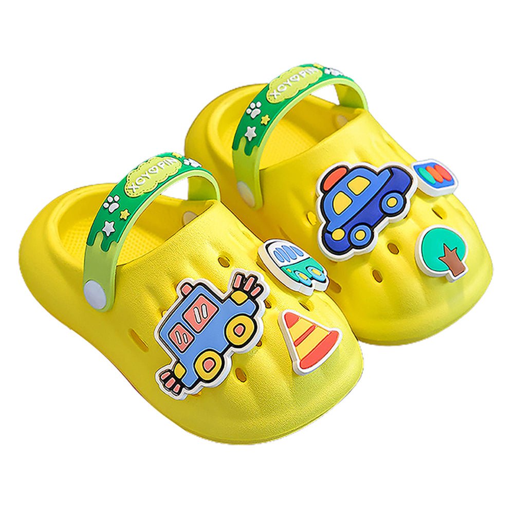 Yellow Transport theme Slip on Clogs, Summer/Monsoon all season Footwear for Toddlers & Kids. - Little Surprise BoxYellow Transport theme Slip on Clogs, Summer/Monsoon all season Footwear for Toddlers & Kids.