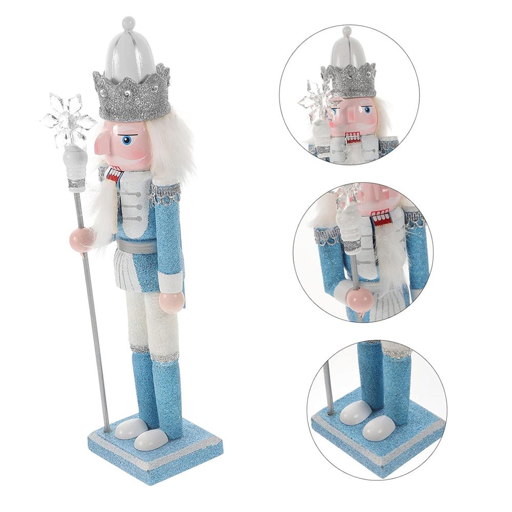 12 inches, Shimmer White & Blue Snowflake Nutcracker Self Standing Christmas Table Décor - Little Surprise Box12 inches, Shimmer White & Blue Snowflake Nutcracker Self Standing Christmas Table Décor