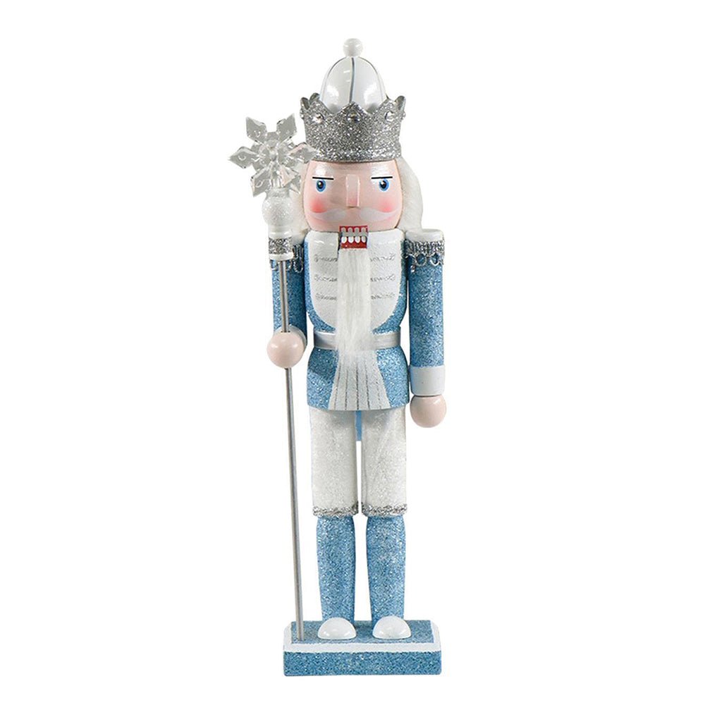 12 inches, Shimmer White & Blue Snowflake Nutcracker Self Standing Christmas Table Décor - Little Surprise Box12 inches, Shimmer White & Blue Snowflake Nutcracker Self Standing Christmas Table Décor