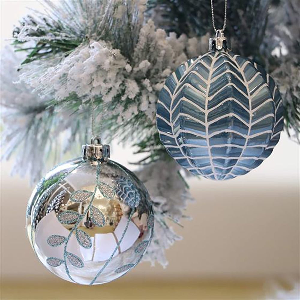 16 pcs Blue Silver Stripes theme Christmas Ball Tree ornaments XMAS Decoration Set - Little Surprise Box16 pcs Blue Silver Stripes theme Christmas Ball Tree ornaments XMAS Decoration Set