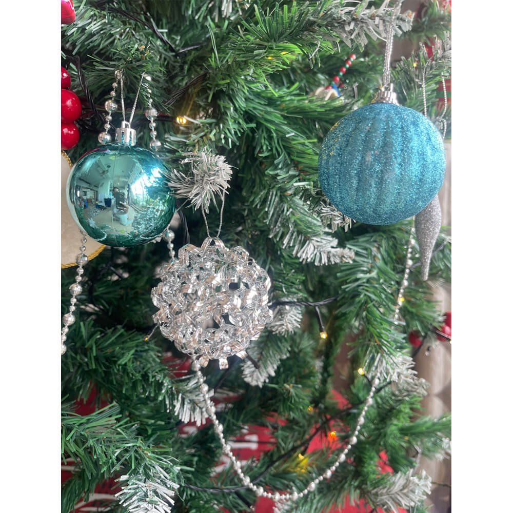 16 pcs, Blue, White & Silver Colour Hanging Christmas Tree Ornaments - Little Surprise Box16 pcs, Blue, White & Silver Colour Hanging Christmas Tree Ornaments