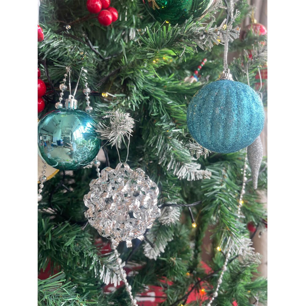 16 pcs, Blue, White & Silver Colour Hanging Christmas Tree Ornaments - Little Surprise Box16 pcs, Blue, White & Silver Colour Hanging Christmas Tree Ornaments