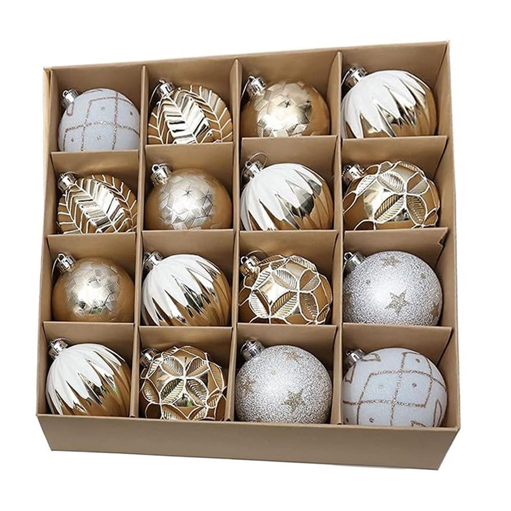 16pcs Gold & silver Icing Theme Shimmer Christmas Ball Tree ornaments XMAS Decoration Set - Little Surprise Box16pcs Gold & silver Icing Theme Shimmer Christmas Ball Tree ornaments XMAS Decoration Set