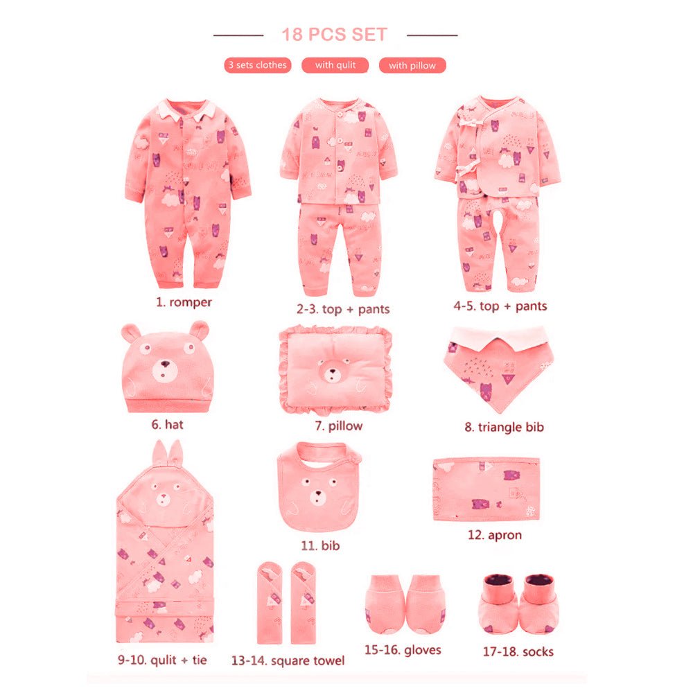 18pcs Pink Woodland Bear Newborn Baby Girl/Boy Gift hamper Box (0-6 months) - Little Surprise Box18pcs Pink Woodland Bear Newborn Baby Girl/Boy Gift hamper Box (0-6 months)