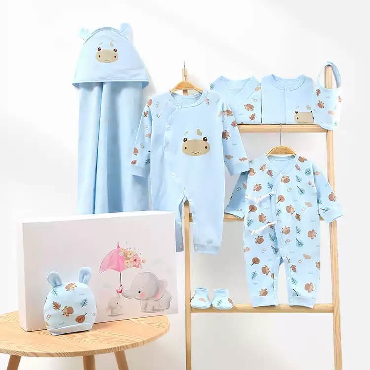 23 pcs Newly Born Baby Girl/ Boy Gift Hamper Moo Moo Cow Set - Blue - Little Surprise Box23 pcs Newly Born Baby Girl/ Boy Gift Hamper Moo Moo Cow Set - Blue