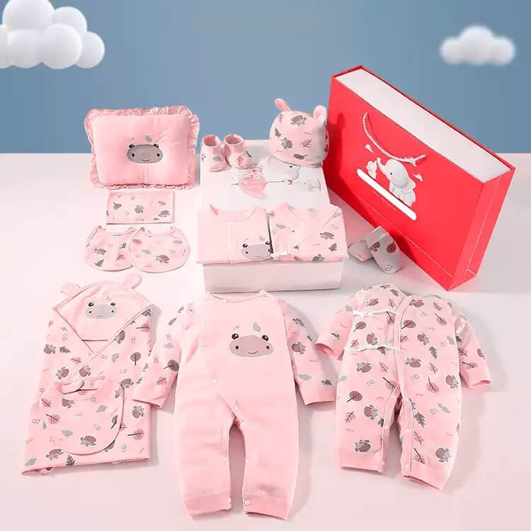23 pcs Newly Born Baby Girl/ Boy Gift Hamper Moo Moo Cow Set - Pink - Little Surprise Box23 pcs Newly Born Baby Girl/ Boy Gift Hamper Moo Moo Cow Set - Pink