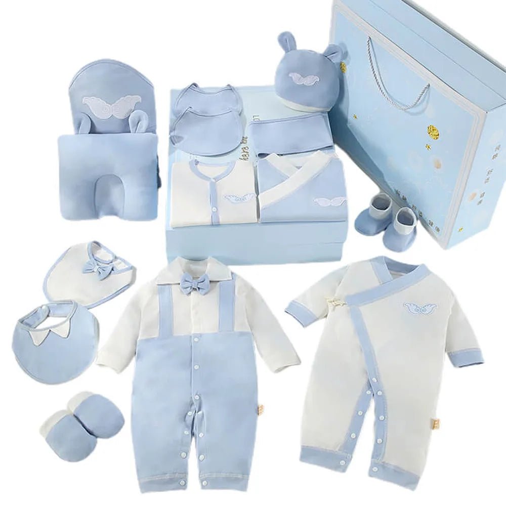 23 pcs Newly Born Baby Girl/Boy Gift Hamper Blue bow - Little Surprise Box23 pcs Newly Born Baby Girl/Boy Gift Hamper Blue bow