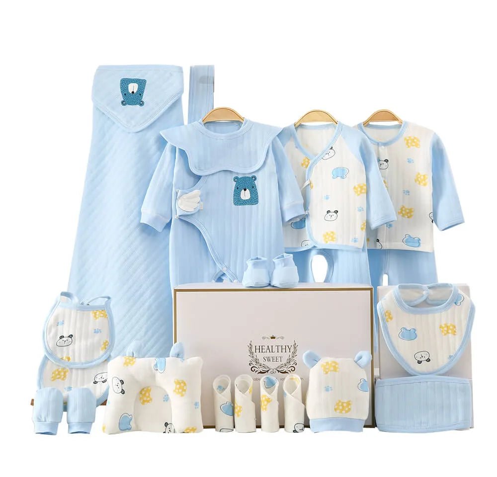 23 Pcs Newly Born Baby Girl/Boy Gift Hamper Blue Teddy - Little Surprise Box23 Pcs Newly Born Baby Girl/Boy Gift Hamper Blue Teddy