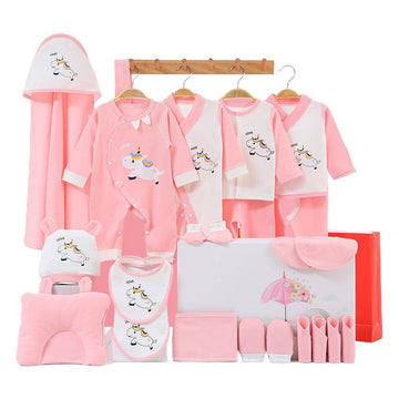 23 pcs Newly Born Baby Girl/Boy Gift Hamper (Pink Unicorn Print) 0-6 Months