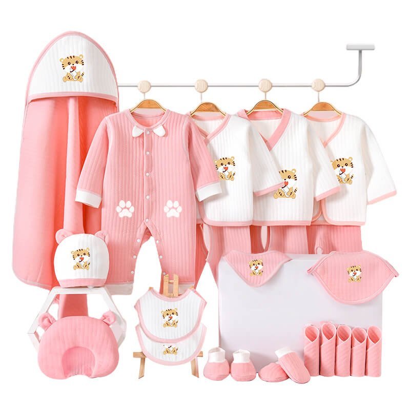 24 pcs Newly Born Baby Girl/Boy Gift Hamper (Tiger Pink) 0-12 Months