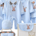 25 pcs Blue Checkered Bunny , New born Baby Girl/Boy Gift Hamper All Season wear Gift Hamper Box, (0-6months) - Little Surprise Box25 pcs Blue Checkered Bunny , New born Baby Girl/Boy Gift Hamper All Season wear Gift Hamper Box, (0-6months)