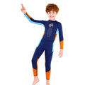 2.55mm Neoprene Full Length Kids Swimsuit, Blue & Bold Orange with UV protection - Little Surprise Box2.55mm Neoprene Full Length Kids Swimsuit, Blue & Bold Orange with UV protection