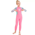 2.55mm Neoprene Full Length Kids Swimsuit, Fluorescent Pink with Floral Sleeve with UV protection - Little Surprise Box2.55mm Neoprene Full Length Kids Swimsuit, Fluorescent Pink with Floral Sleeve with UV protection