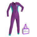 2.5mm Neoprene Full Length Kids Swimsuit, Purple & Turquoise Full Sleeves swimwear - Little Surprise Box2.5mm Neoprene Full Length Kids Swimsuit, Purple & Turquoise Full Sleeves swimwear