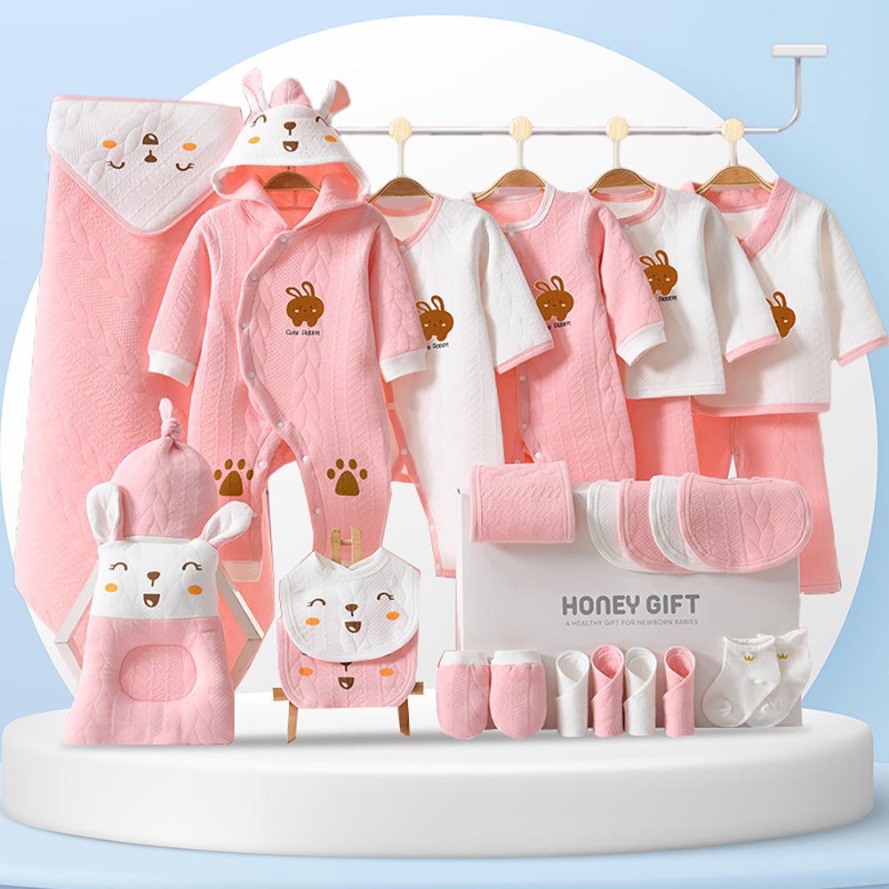 26pcs Pink Hunny Bunny , New born Baby Girl/Boy Gift Hamper all Season wear Clothes Gift Hamper Box, (0-6months) - Little Surprise Box26pcs Pink Hunny Bunny , New born Baby Girl/Boy Gift Hamper all Season wear Clothes Gift Hamper Box, (0-6months)