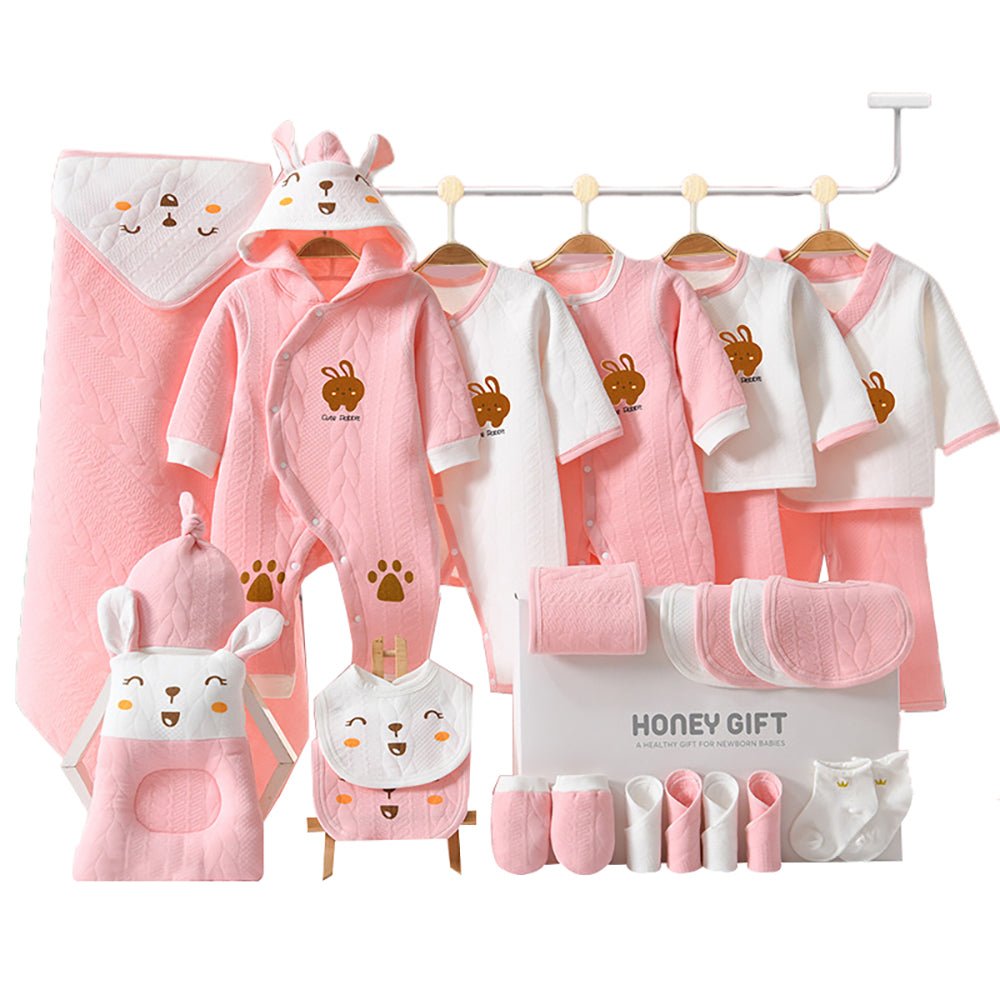 26pcs Pink Hunny Bunny , New born Baby Girl/Boy Gift Hamper all Season wear Clothes Gift Hamper Box, (0-6months) - Little Surprise Box26pcs Pink Hunny Bunny , New born Baby Girl/Boy Gift Hamper all Season wear Clothes Gift Hamper Box, (0-6months)