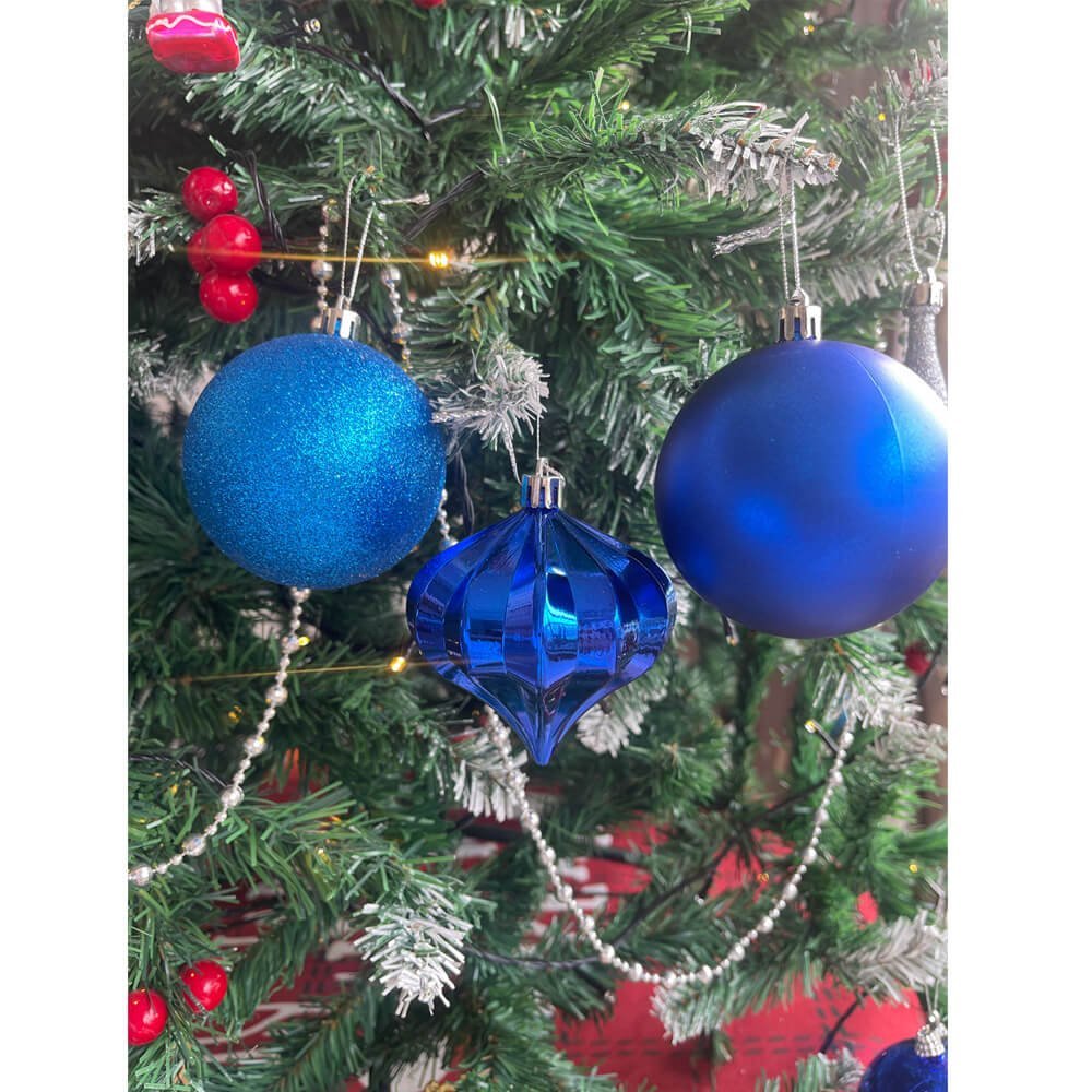 29 pcs Shiny Metallic Cobalt Blue Hanging Christmas Tree Ornaments - Little Surprise Box29 pcs Shiny Metallic Cobalt Blue Hanging Christmas Tree Ornaments