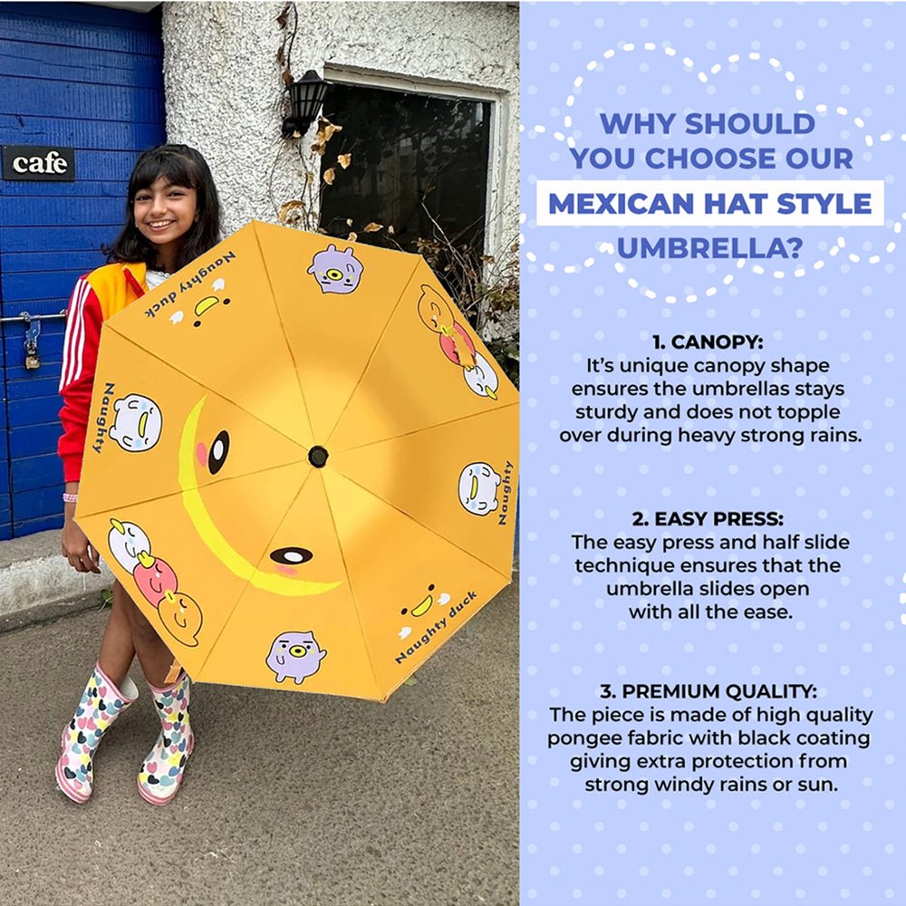 3 Ducklings theme, Unique Mexican Hat Style Kids Umbrella, 5-12 years, Orange - Little Surprise Box3 Ducklings theme, Unique Mexican Hat Style Kids Umbrella, 5-12 years, Orange
