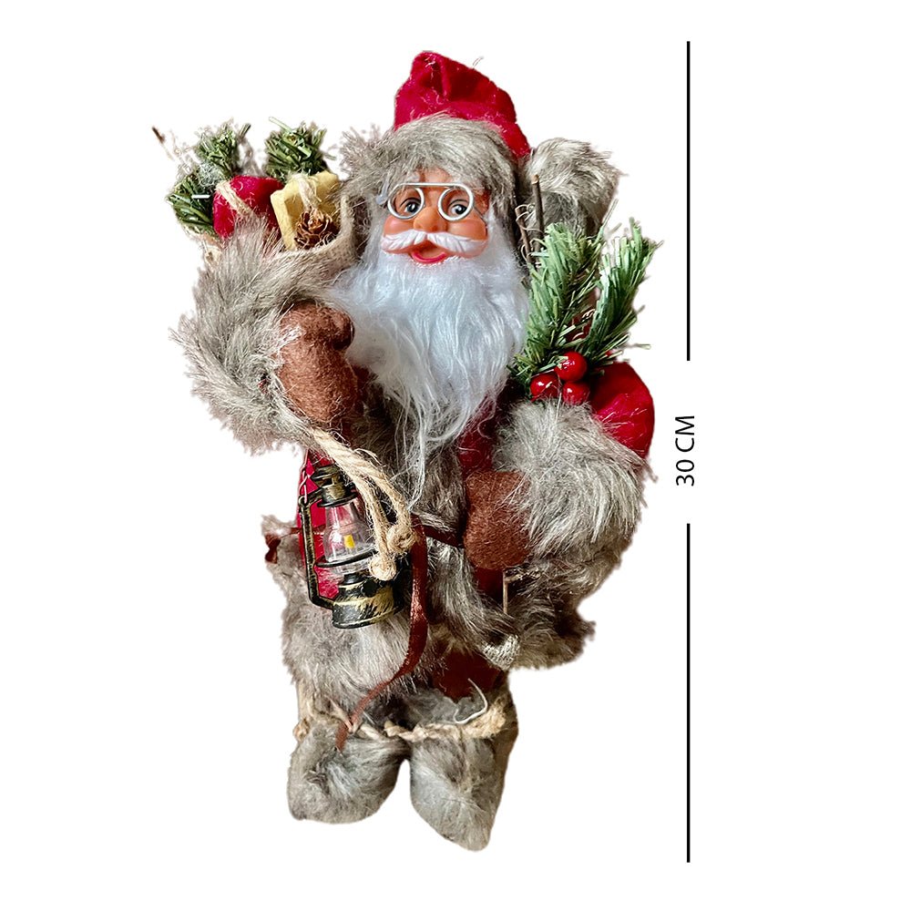 30cms Marron & Grey Furry Santa Claus Self Standing Christmas Table Décor & Christmas Decoration - Little Surprise Box30cms Marron & Grey Furry Santa Claus Self Standing Christmas Table Décor & Christmas Decoration