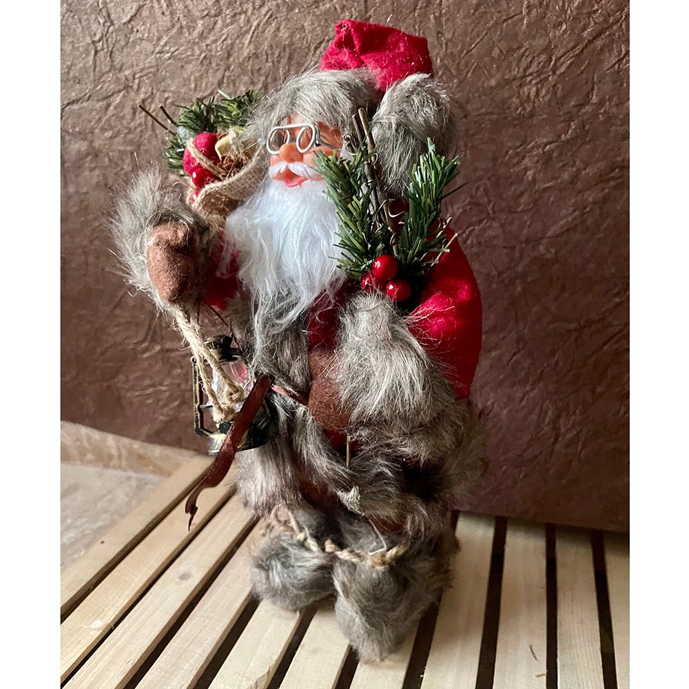 30cms Marron & Grey Furry Santa Claus Self Standing Christmas Table Décor & Christmas Decoration - Little Surprise Box30cms Marron & Grey Furry Santa Claus Self Standing Christmas Table Décor & Christmas Decoration