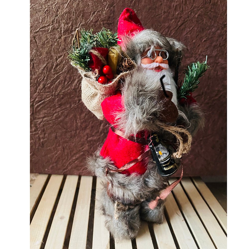 30cms Marron & Grey Furry Santa Claus Self Standing Christmas Table Décor & Christmas Decoration - Little Surprise Box30cms Marron & Grey Furry Santa Claus Self Standing Christmas Table Décor & Christmas Decoration