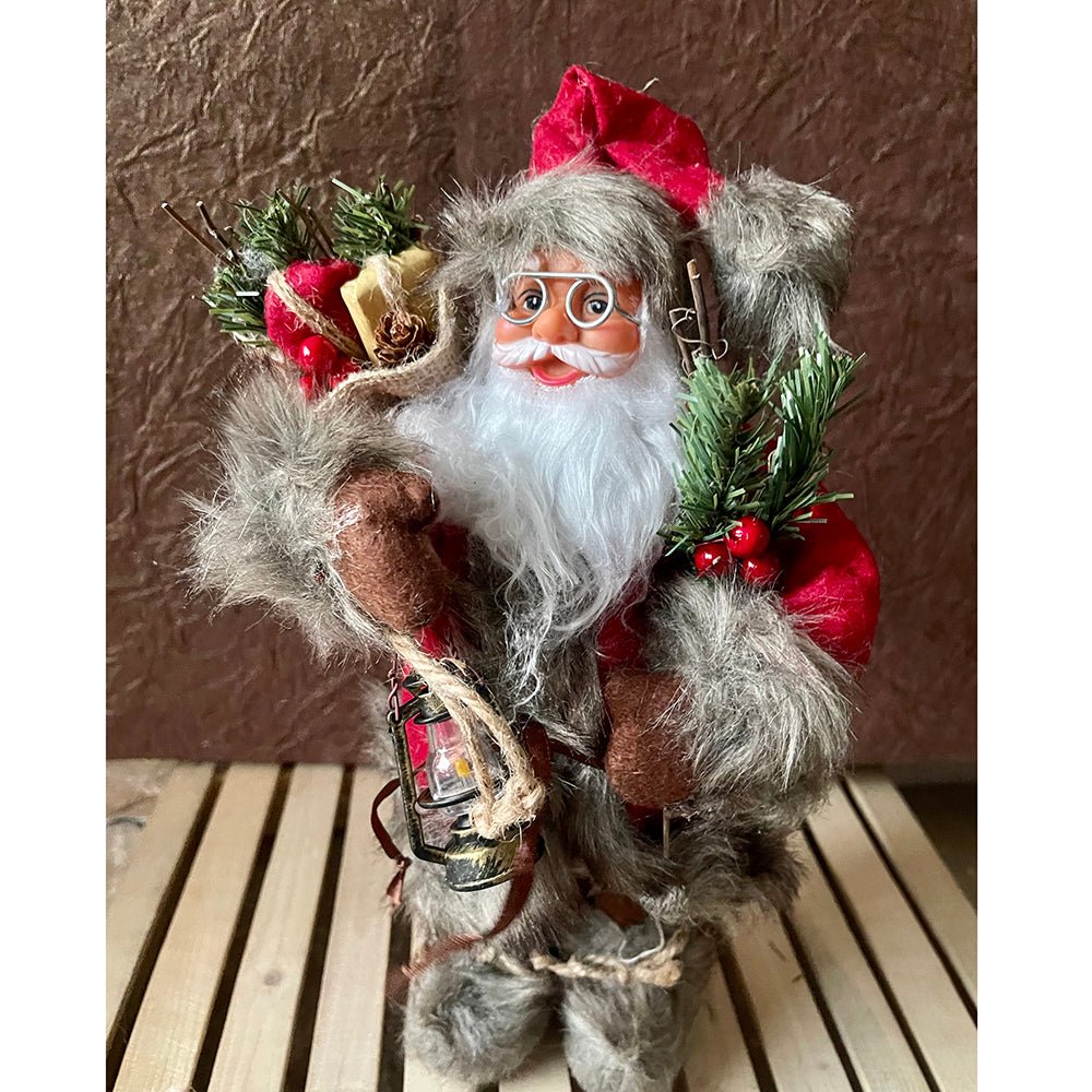 30cms Marron & Grey Furry Santa Claus Self Standing Christmas Table Décor & Christmas Decoration - Little Surprise Box30cms Marron & Grey Furry Santa Claus Self Standing Christmas Table Décor & Christmas Decoration