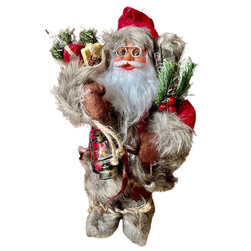 30cms Marron & Grey Furry Santa Claus Self Standing Christmas Table Décor & Christmas Decoration - Little Surprise Box30cms Marron & Grey Furry Santa Claus Self Standing Christmas Table Décor & Christmas Decoration
